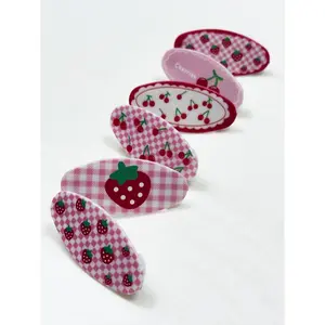 Cherry and Strawberry Theme Snap Hair Clip: MIX COLOR / ONE(12)