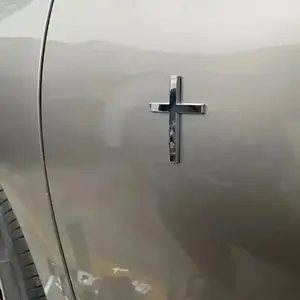 Chrome Metal Christian Cross Sticker Decal, Car Decorations, Suitable for Cars Motorcycles and Suvs, Fits All Vehicle Types, No Ca Prop 65 Warning