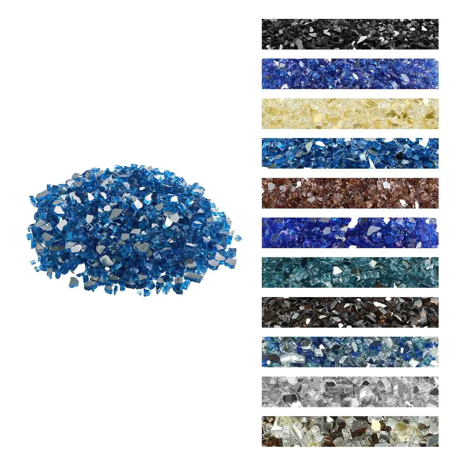 10 Lbs Fire Glass 1/2-Inch Fireplace Glass Rocks For Fire Pit Table Pacific Blue High Temperature Refractory Safe Decorative Outdoor Patio Accent For Gas Or Wood Burning Pits Fireplace Surrounds Outdoor Fire Features