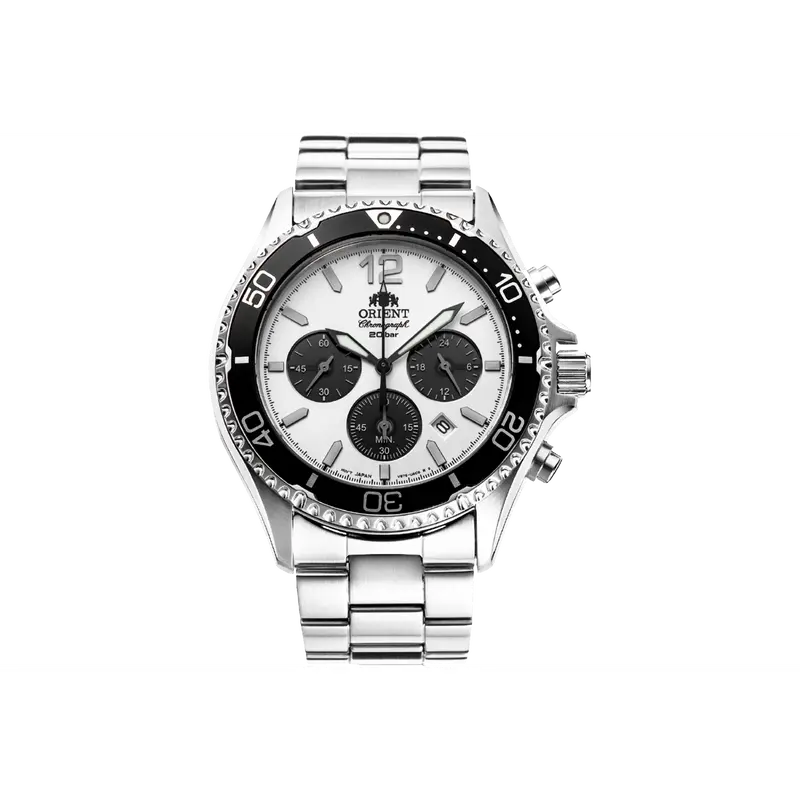 Women's Orient RA-TX02 Solar Quartz Chronograph Wristwatch - 42.8mm Round Diver Style, Sapphire Crystal Glass, RA-TX0203S10B, Power Reserve, Stylish Fashion Quartz Watches with Chronograph for Timing