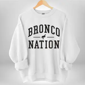 Bronco Nation Collegiate Crewneck Sweatshirt, Unisex Vintage College Style