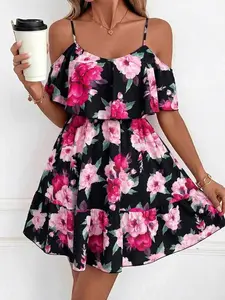 Floral Print Ruffle Off-Shoulder Mini Dress - Elegant Summer Party & Vacation Wear