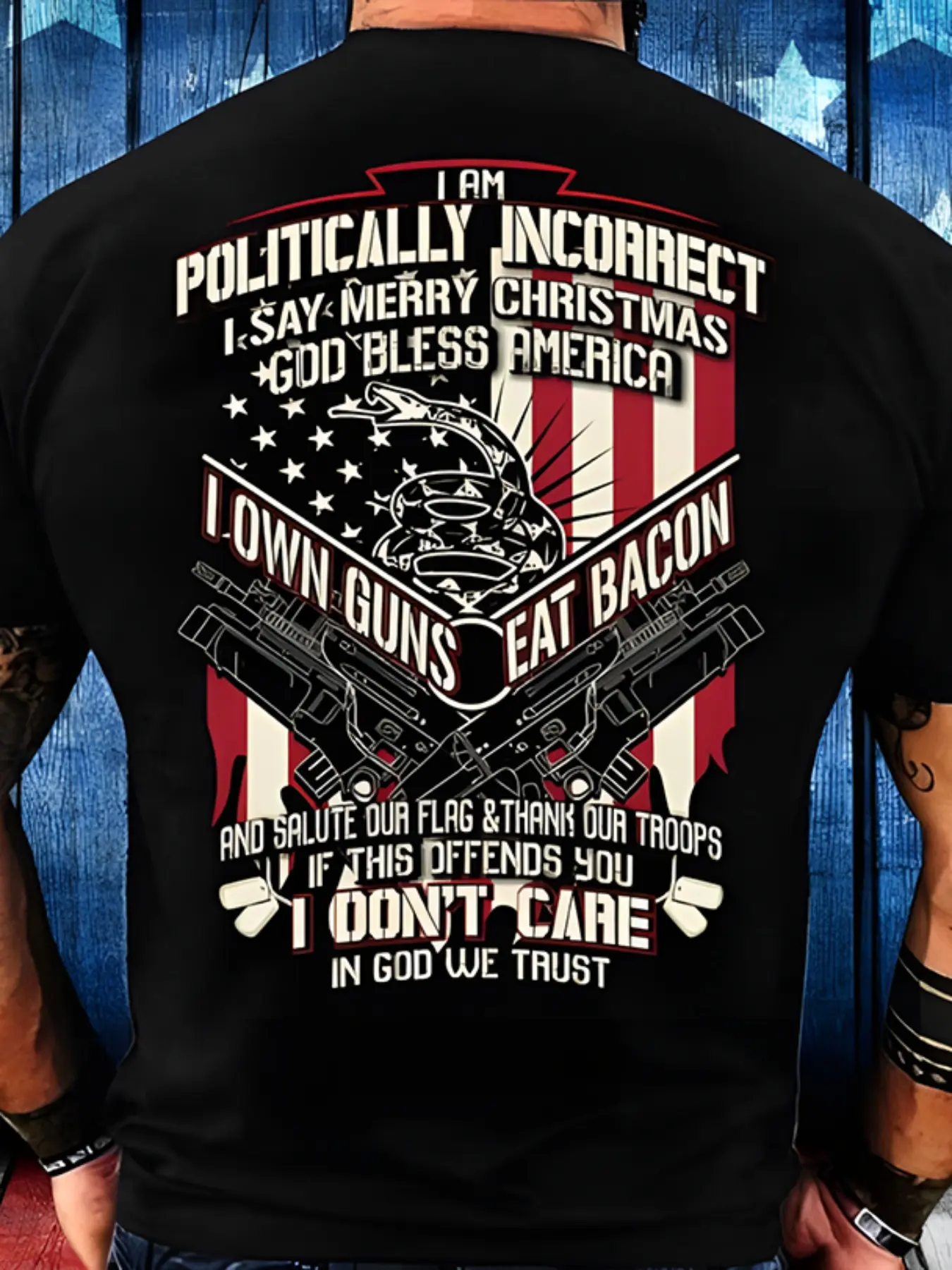 Short-Sleeved T-Shirt for Men in Plus Sizes, Showcasing a Veterans & Military Design, Made of Patriotic Printed - Round Neck, Comfortable Fit, Machine Washable, Perfect for Summer, Available in Extra Large, an Excellent Gift Option for Men