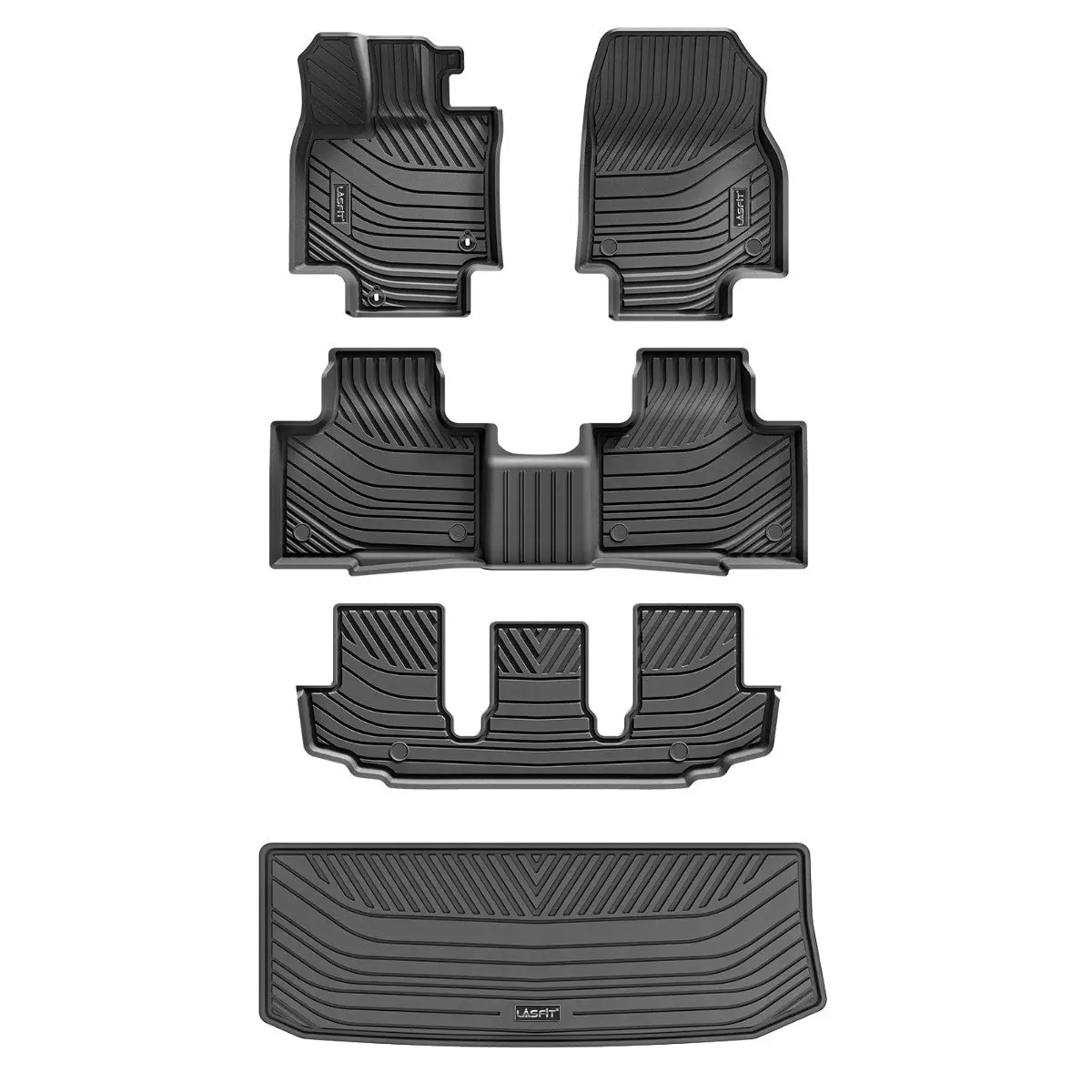 Lasfit Car Floor Mats & Cargo Mat - Car Accessories for 2020-2026 Toyota Highlander, Exclusively for Gasoline Models & 8-Seat Configurations, Mat Floor Mats