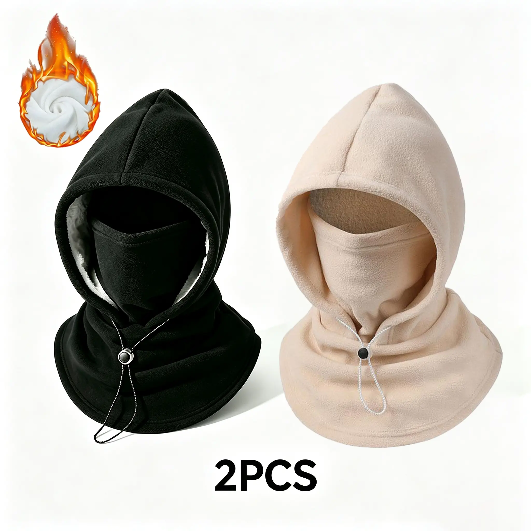 2-pcs integrated flannel warm face mask and hat, windproof and warm for outdoor cycling, autumn and winter style, warm hat with neck visor.