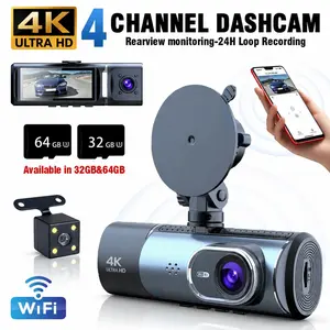 3-Channel 4K Ultra HD Front & Rear Dash Cam, WiFi, Loop Recording, Interior Camera, G-Sensor, Night Vision, Parking Monitor, Waterproof Reversing Cam, Car Dash Camera