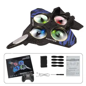 Mini Fighter Jet LED Lighting Effects Beginner Level Easy to Maneuver Tough Construction Indoor Outdoor Use 360 Stunt Roll Headless Mode Altitude Hold One Key Operations TikTok Hit Gift