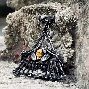 GTHIC Unisex Skull and Eye of Providence Pendant, Tarnish-Resistant Stainless Steel, Vintage Fashion Accessory for Daily Wear or Christmas Gifts, Skull And Eye Pendant