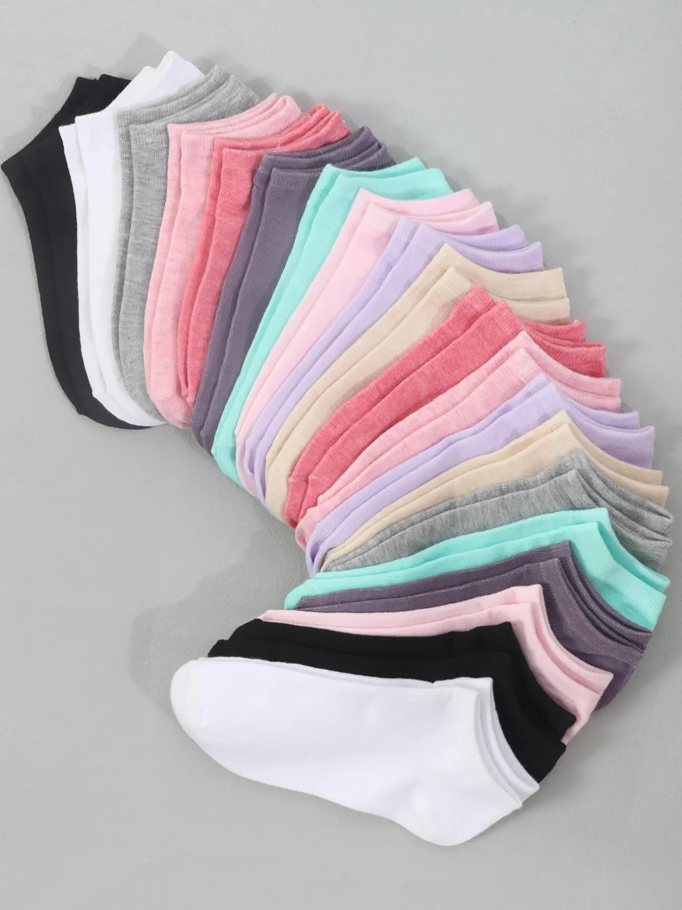 Women's Solid Ankle Socks, Low Cut Comfy Fit Breathable Anklets for Women, Fitted Casual Socks, Multipack Basic Simple Everyday Lightweight Socks for Daily Wear, Women's Hosiery