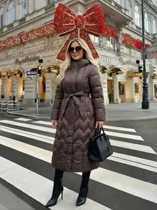 Women's Winter New Medium-Length Loose Hooded Thicken Coat, Fashion Bread Jacket Long Sleeve Cotton Outerwear, Stylish Ladies' Parka