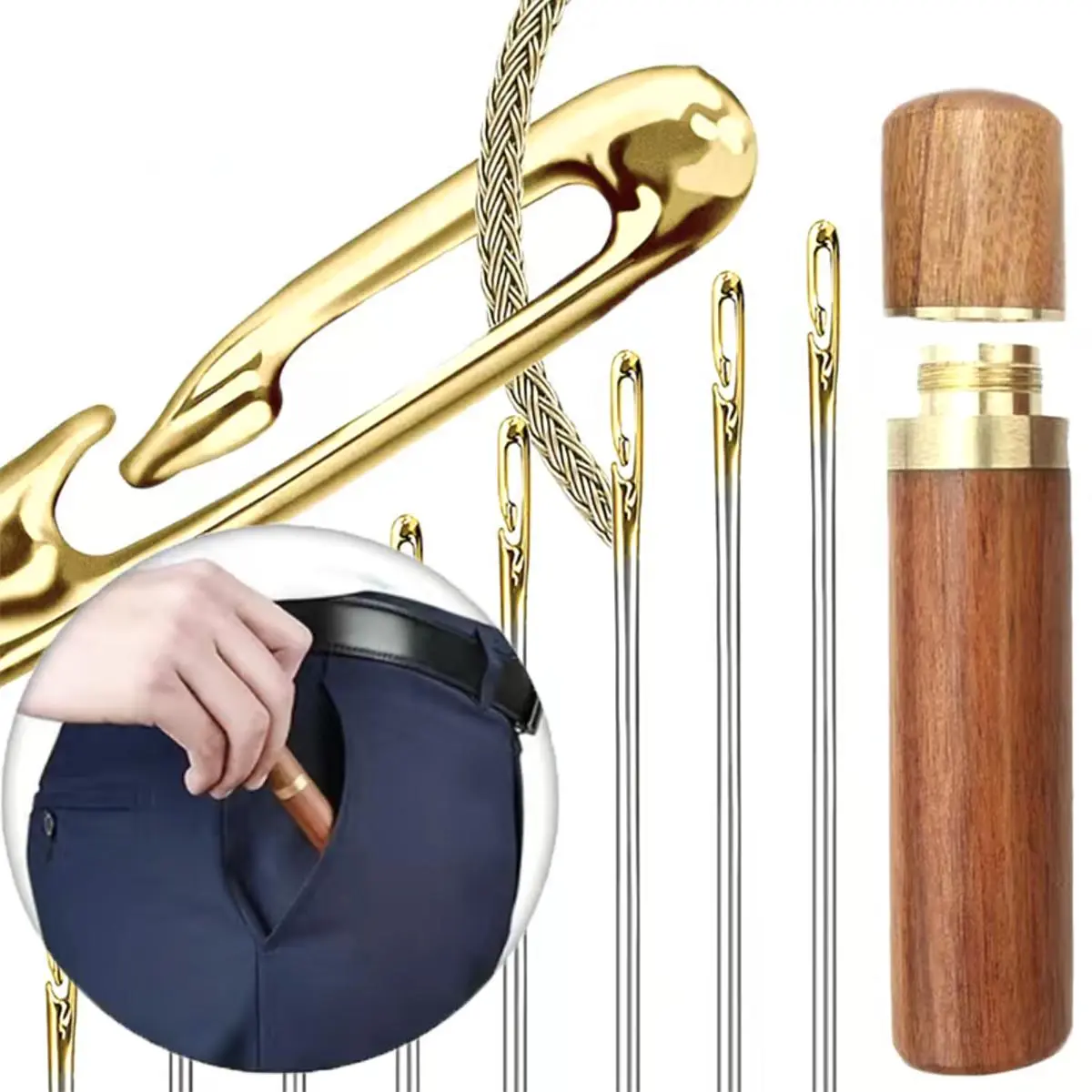 Sewing Needle Set, Sewing Needle Wooden Storage Tube, Sewing Needle Storage Holder, Household Portable Sewing Needle, Sewing Supplies Crafts, Sewing Tool Kit for Clothes, Sewing Essentials