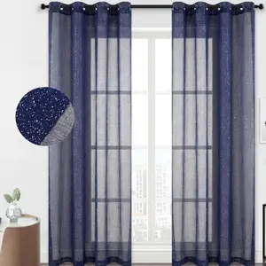 4-Panel 52"x84" Foil Silver Metallic Sheer Grommet Curtains, Delicate Spotlight Dot Pattern Light-Filtering Drapes for Bedroom, Living Room Home Decor L28, Summer Gift #SummerVibes