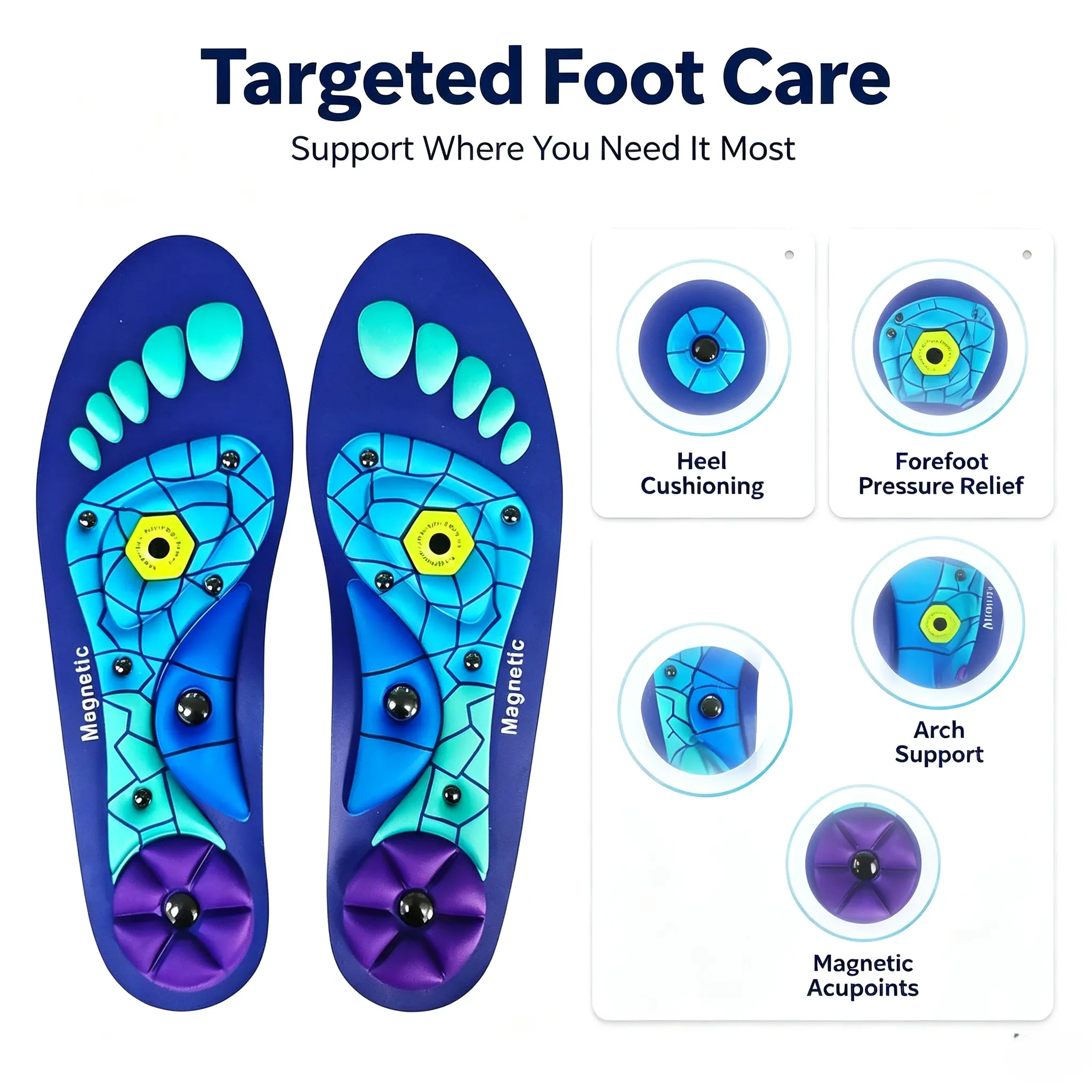 Shock Absorbing Insoles for Men & Women, Plantar Fasciitis High Arch Support, 220+ lbs Capacity - Footwear Designer Parent Bedroom Shoe Comfort