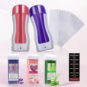 Roll-On Wax Warmer Kit, Home Waxing for Women & Men, Sensitive Skin Friendly, Includes 1 Wax Cartridge, 10 Wax Strips, 5 Wipes, 110v Voltage Use