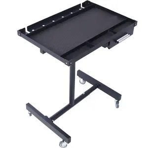 Hardware Adjustable Tear Down Work Table with Drawer for Garages, Repair Shops, and DIY, Portable, (4) 2.5" Swivel Casters, 220 Pound Capacity, Rubber Corners, Heavy Duty Steel,black