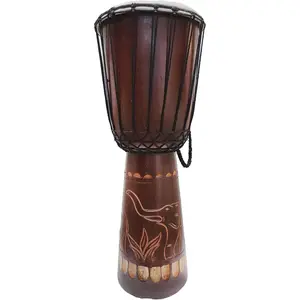 Djembe Drum Carved Bongo African Inspired Music Also a Unique Gifting Idea. Carver Abstract Elephant Giraffe Turtle. (24 Inch, Elephant) Stoneage Arts