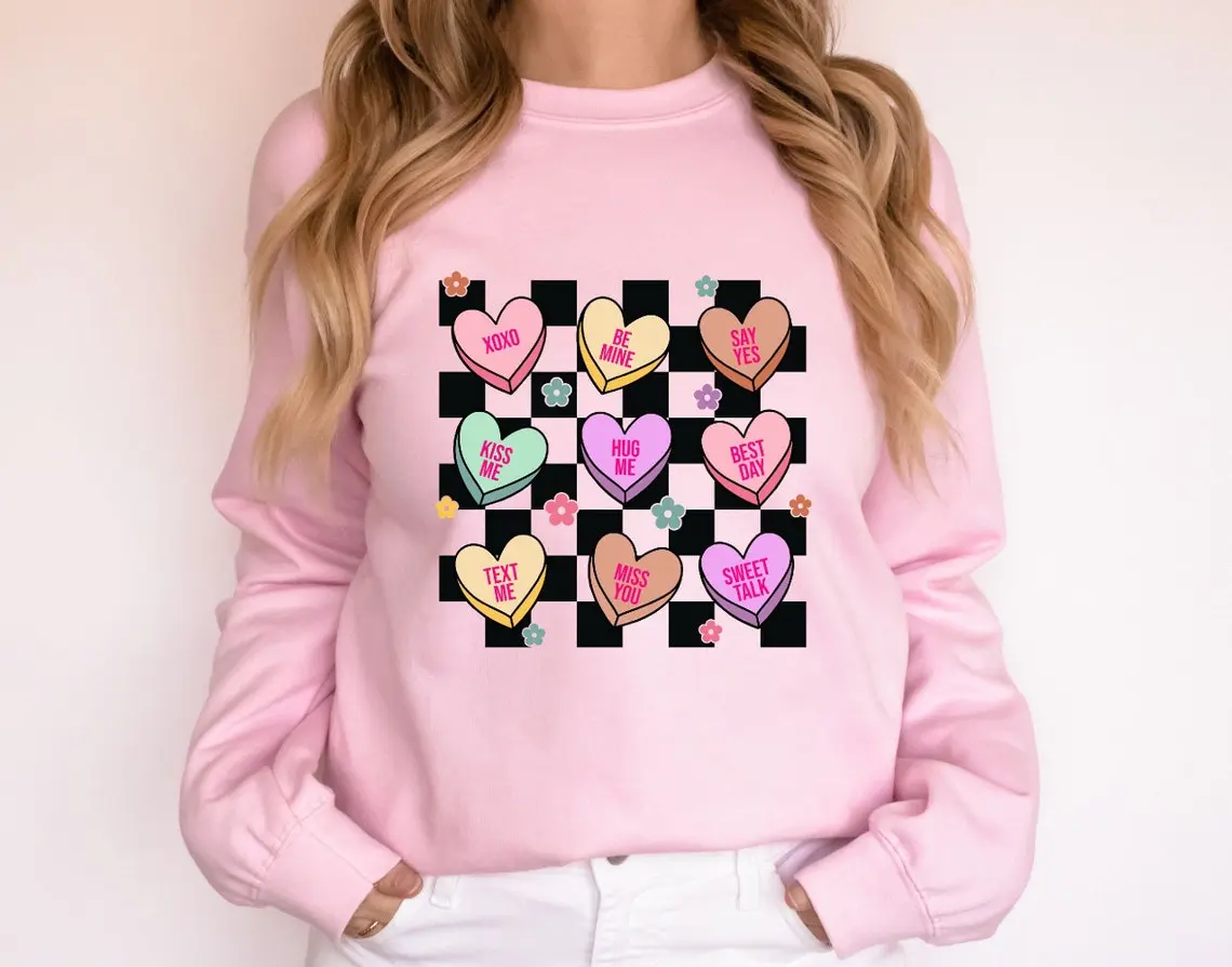 Valentine Conversation Hearts Sweater, Retro Candy Hearts Sweater, Valentine Shirt for Women and Girl, Conversation Hearts, Candy Funny Cute