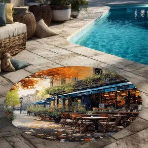 Begin Home Decor C1COAR55D82LYQ 5 x 5 ft. My Secret Place - Green Street Scenery Outdoor Rectangle Area Rug