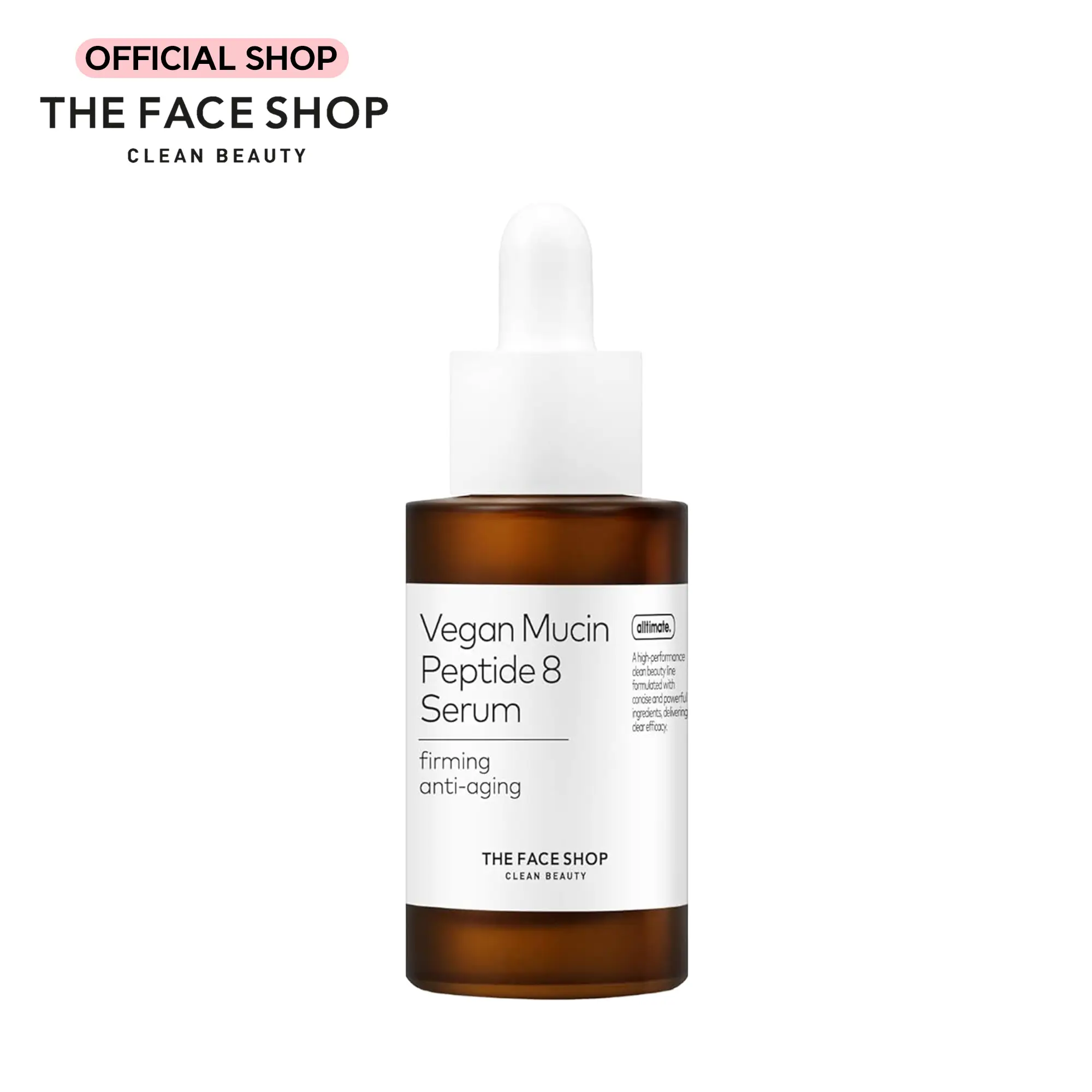 THE FACE SHOP Alltimate Vegan Mucin Peptide 8 Serum 30ml, Anti-aging Serum with Vegan snail mucin, Hydrating, Skin Repair, Korean Skincare