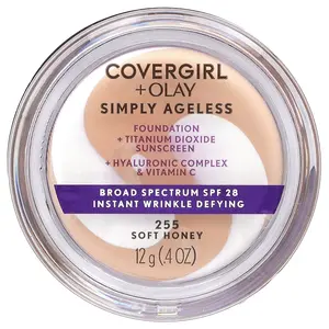 Covergirl Olay Simply Ageless, Foundation, SPF 28, 255 Soft Honey, 0.4 oz (12 g)