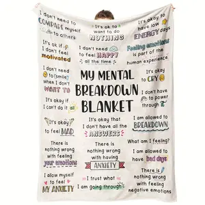 Emotional Support Therapy Slogan Print Blanket, Mental Health Gift for Men & Women, Office Essential Decor, Counseling Tool, Must-Have Item
