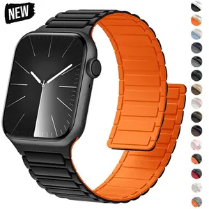 Magnetic Silicone Sport Band for Apple Watch, Smart Watch Straps Compatible with Iwatch Series 1-11 & Se, Adjustable Buckle, Unisex Fitness Tracker