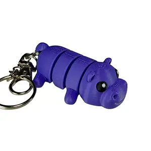 Hippo - 3D Printed Pet Keychain - Flexible Articulating Fidget Stress Relief Toy