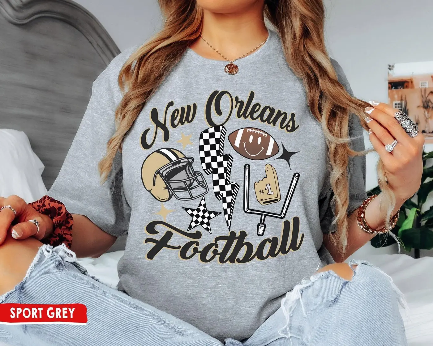 Retro New Orleans Football Crewneck Unisex T-Shirt, Saints Shirt, Vintage New Orleans