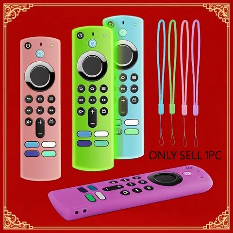 Silicone Remote Control Case for Fire Stick TV Alexa Voice Remote (3rd Gen), Night Glow Design, Dustproof Design, Durable Protection with Lanyard Included, Dust Cover