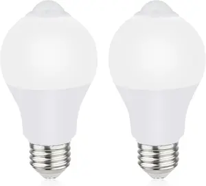 Motion Sensor Light Bulbs for Outdoor Indoor, 9W A19 Motion Detector Led Bulb, 60 Watt Equivalent, E26 800lm 5000K Daylight, Dusk to Dawn Motion Activated  Lights for outside, Inside (2 Pack)
