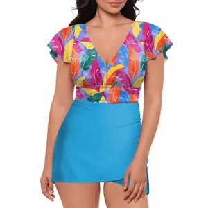 Dokotoo Women's One Piece Swimsuits with Cover up Wrap Skirt Tummy Control V-Neck 2 Piece Padded Bathing Suits