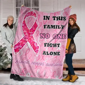 Throw Flannel Blankets Breast Cancer Gifts for Woman, Breast Cancer Survivor Gifts for Women, Breast Cancer Gift, Pink Ribbon Breast Cancer Awareness Accessories, Breast Cancer Throw Blanket 50"X60"