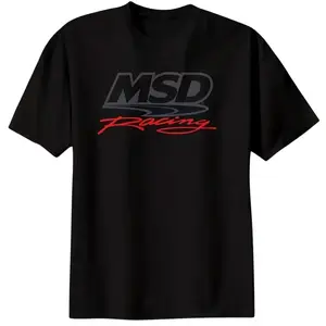 MSD Racing Men's T-Shirt - Black with Red and White Pattern Print, Cotton Short Sleeve Crew Neck Casual T-Shirt for All Season Comfort, Racing Fan Clothing, Ideal Gift for Him, Sports Design
