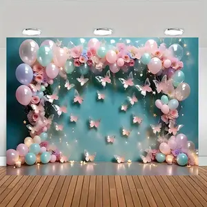 Butterfly Balloon Garden Party Banner, Balloon Arch Kit, Balloon Garland, Photo and Photography Props, Background Cloth, Indoor and Outdoor, Home Decoration, Anniversaries