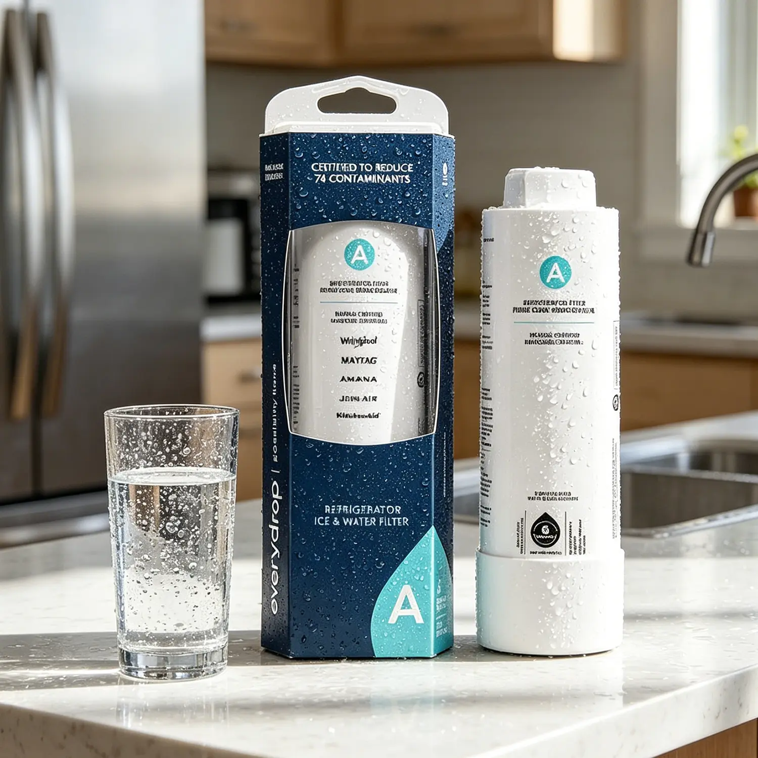 EDRARXD1 Water Filter – EveryDrop Filter A – Tool-Free Twist & Lock Installation – UL Certified to Reduce 74 Contaminants – Compatible with Whirlpool, Maytag, Amana, JennAir – 6-Month / 200 Gallon