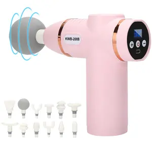 Rechargeable Handheld Fascia Gun with 12 Replacement Heads, 8 Speed Deep Muscle Massager, Travel Massage Gun, Compact Sports Massager, Usb Rechargeable Massagers