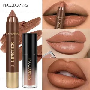 2pcs Set Long-Lasting Matte Waterproof Lip Liner & Lipstick Set - Lip Glaze & Lipliner 2-in-1, All Light Beige Types, Waterproof Formula for Day to Night Wear, Sensitive Lips Safe, Everyday & Special Occasion Makeup, Matte Lip Pencil, Lip Liner Pencils