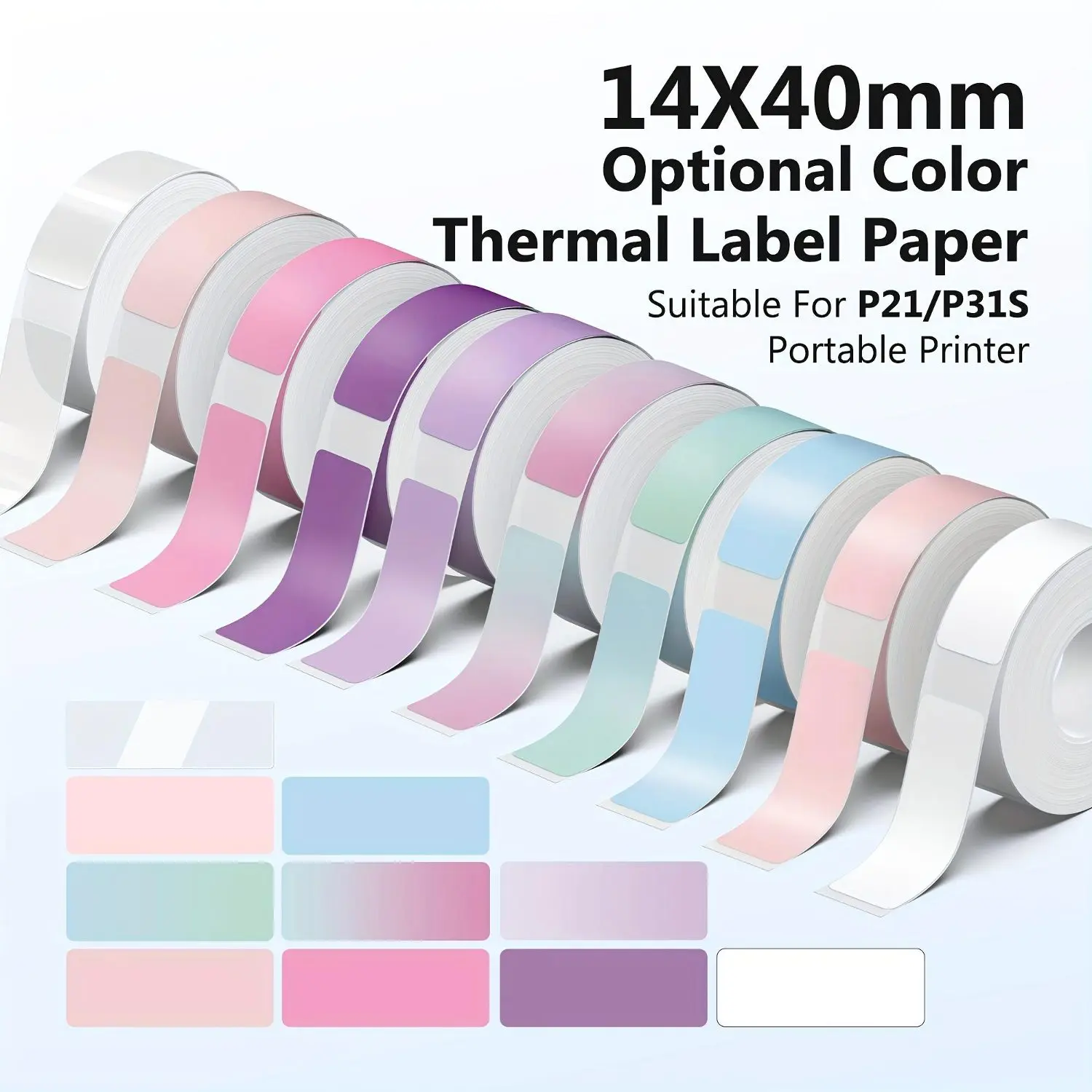 Genuine P21S/P31S Label Maker Tape, Adapted Label Print Paper, 14X40Mm (0.55"X1.57"), Label Maker Tape Compatible with P31S/P21S Label Maker, 540 Labels/3 Roll, Light Green/Green/Dark Green
