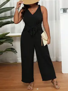 Elegant V-Neck Halter Top, Slim-Fitting Design, High Waist, Versatile & Stylish, Perfect for Casual Wear, Women's Fashion Essentials, Jumpsuit
