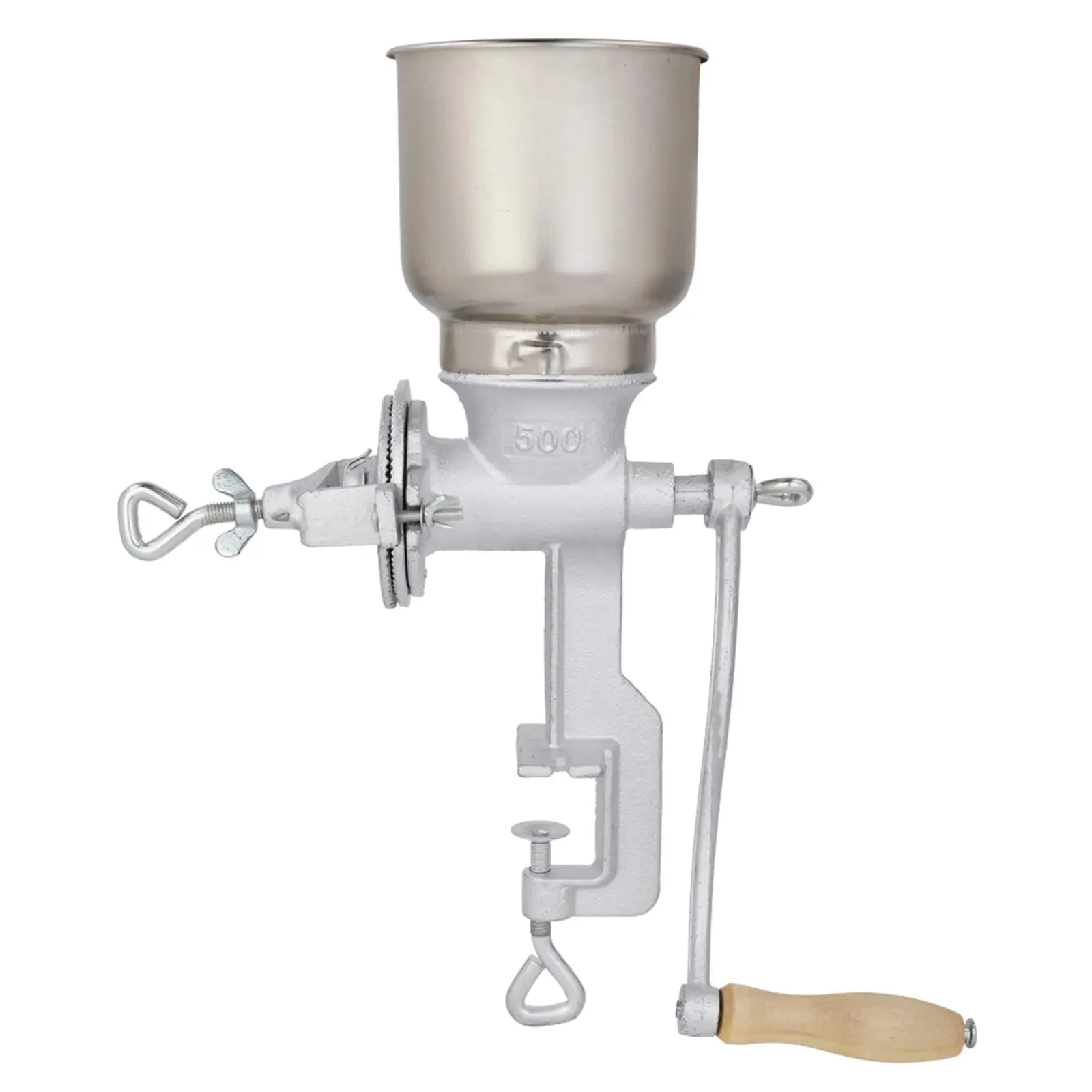 Grain Grinder,Home Use Hand Cranking Grain Grinder Corn Wheat Coffee Cast Iron Big Hopper Grain Manual Grinder - Silver Tea Aluminium Kitchen Gadgets Steel