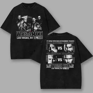 WRESTLEMANIA 42 Washed T-Shirt Wrestling Shirt WWE Fans WWE Tee Menswear Cotton Crewneck Premium American Made Acid Washed 100% Cotton   Streetwear Top