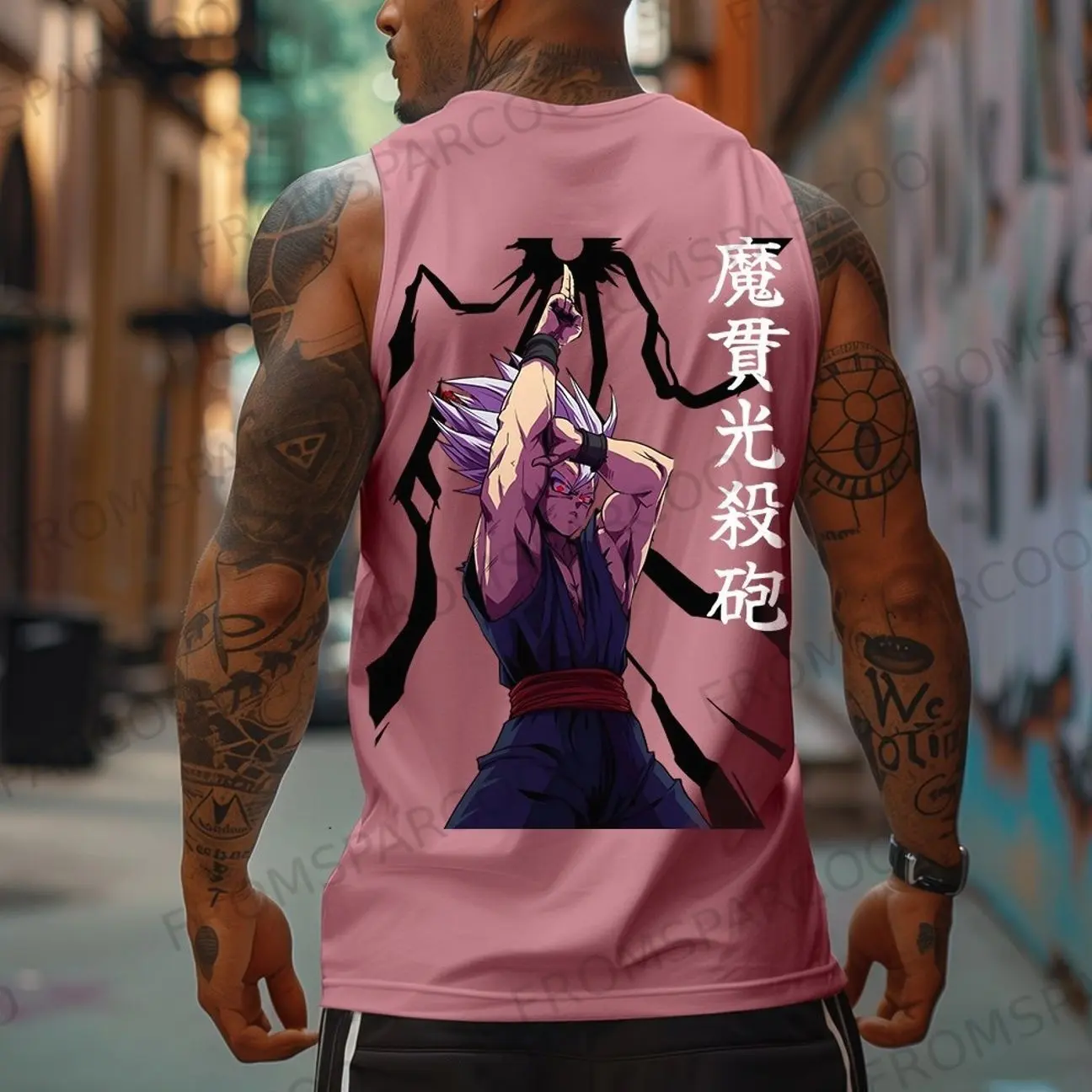 Anime Graphic Gym Tank Top, Sleeveless Workout Muscle Tee, Breathable Fitness Stringer for Bodybuilding and Sports