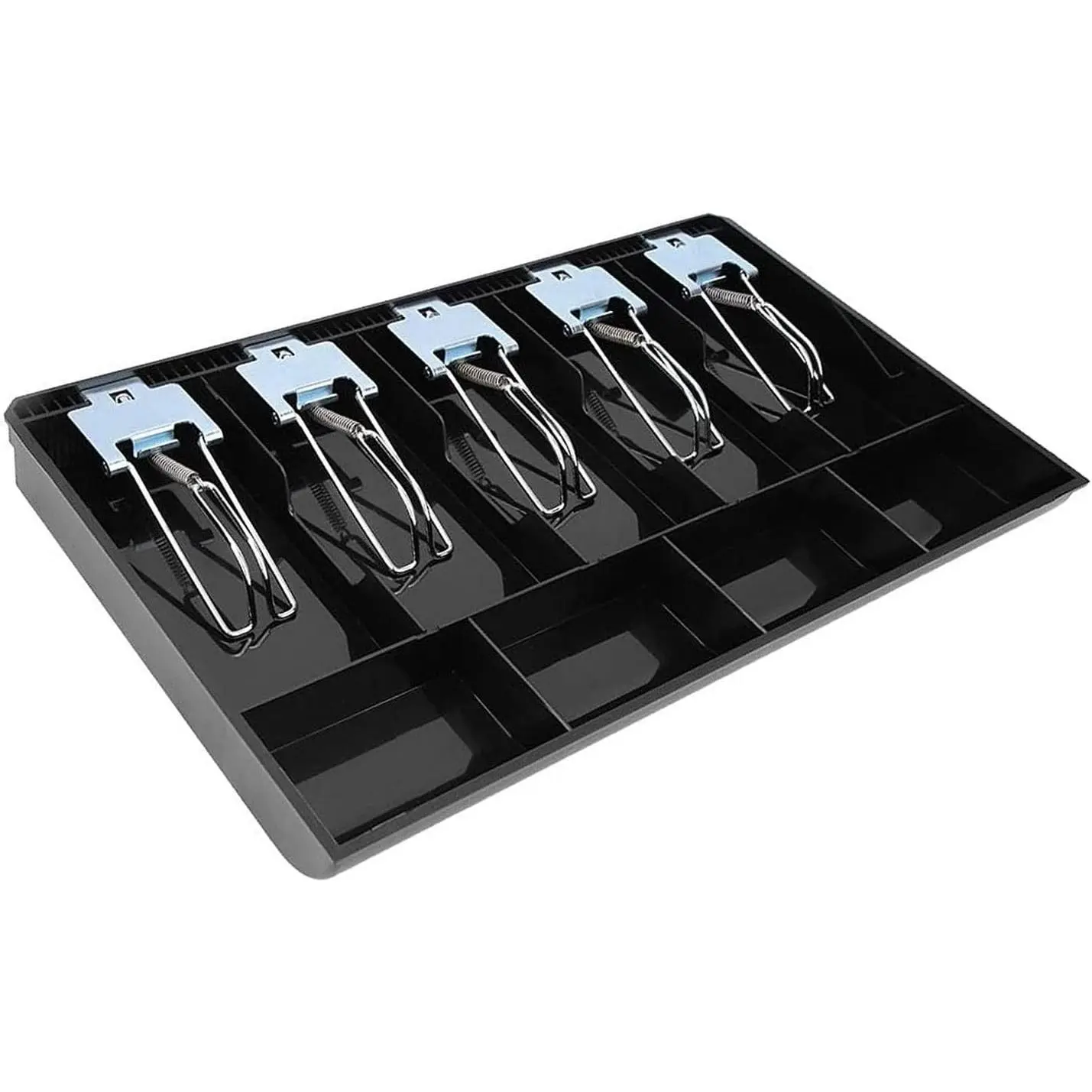 Portable Cash Register Drawer Insert Money Tray, Replacement Currency Till Money Organizer Storage Box with 5 Bills 4 Coins Compartments and Metal Clip