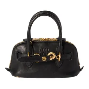 MIU MIU Aventure Embossed Logo Zipper Mini Crossbody Bag in Black Lambskin for Women