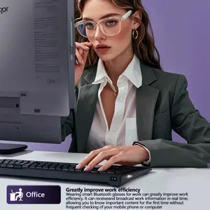 Smart Glasses with Microphone & Speaker, Bluetooth-compatible Connection, Dual Board, Magnetic Charging, Classic Transparent Tr90 Frame, Holiday Gift, Wearable Smart Glasses, Wireless Smart Glasses