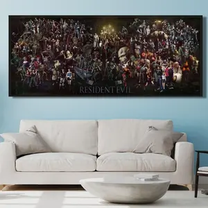 Resident Evil Characters Poster Ready To Hang Canvas Wall Art,Print,The Spencer Mansion Plan Canvas,Resident Evil Canvas Art,Game Room Decor