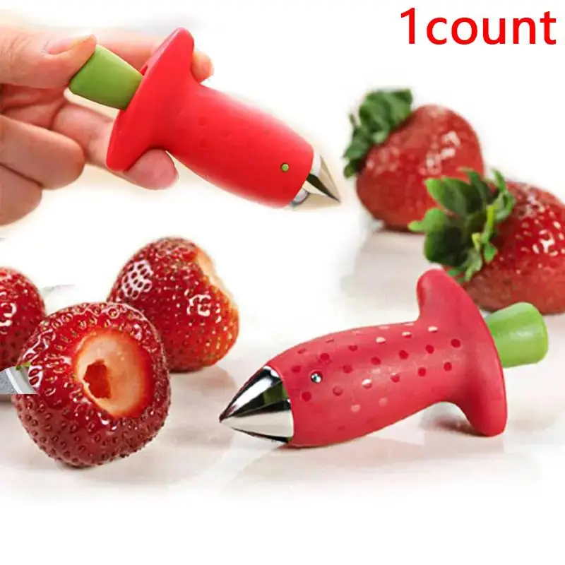 Kitchen Accessories Stainless Steel Strawberry Leaf Remover, 1/2 Counts Manual Strawberry Tomato Corer, Kitchen Gadget & Utensils, Practical Strawberr