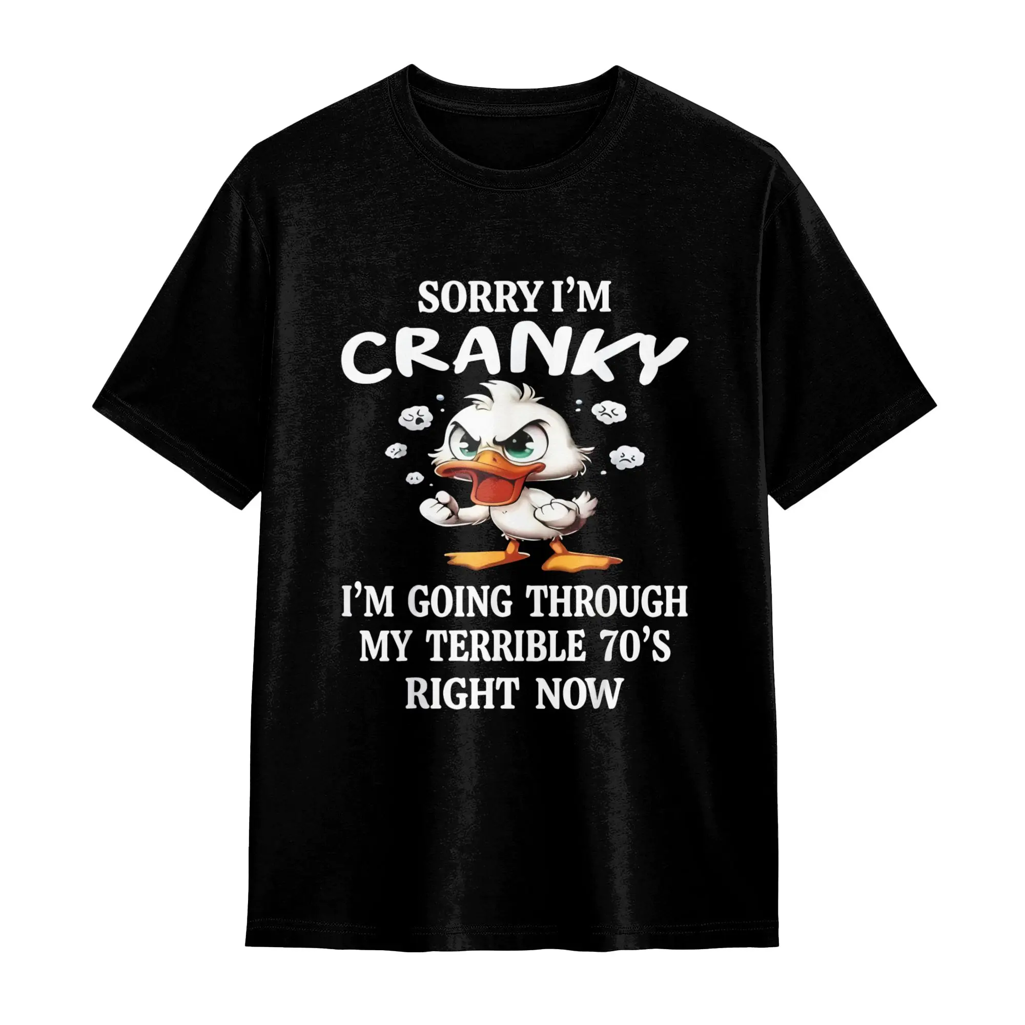 "Sorry I'm Cranky" T-Shirt |   Funny Angry Duck "Terrible 70's" Graphic Tee