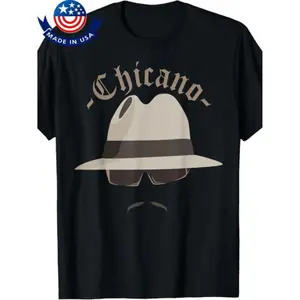 [S-5XL]Vintage Chicano Lowrider Graphic Tee With Panama Hat Design In Black Cotton For Casual Retro Style All Year Round #   TikTkSbRRResksk