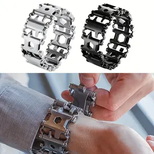 Multitool Bracelet 29 in 1, 22cm Stainless Steel, Outdoor Travel Men Watch Strap, Trend Bracelet with A Pry Tool